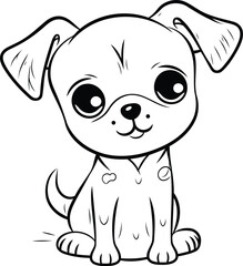 Cute cartoon dog. Hand drawn vector illustration for coloring book.