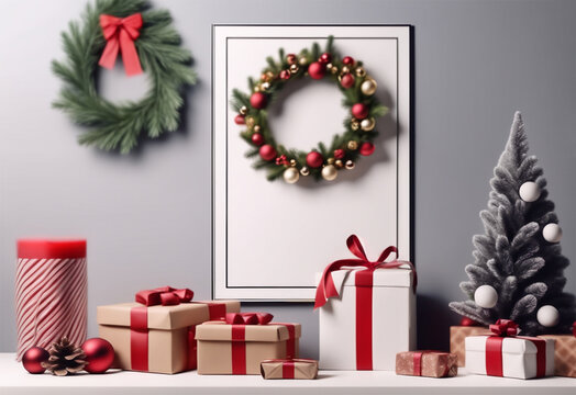 A large mockup with a Christmas concept. High quality photo.