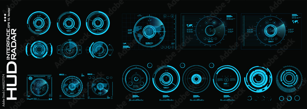 Poster big collection of air targets and radar and navigation devices. devices for geolocation swarms and d