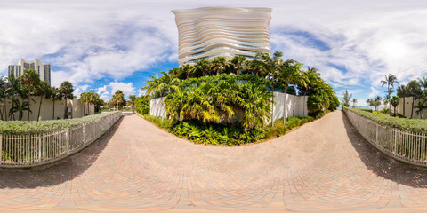 360 equirectangular photo Beach access walkway Sunny Isles Beach Florida