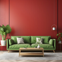 green sofa in a room