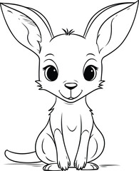 Cute kangaroo isolated on white background. Vector illustration.