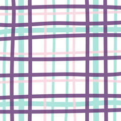 Pastel tablecloth gingham Vector Seamless Pattern. Purple green pink checker background. Cottagecore Garden design. Homestead Farmhouse Summer Graphic