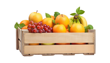 basket with fruits isolated on transparent background cutout