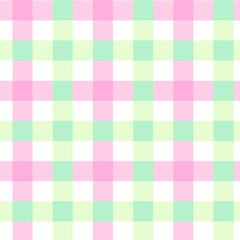 Pastel tablecloth gingham Vector Seamless Pattern. Pink and green checker background. Cottagecore Garden design. Homestead Farmhouse Summer Graphic Background.