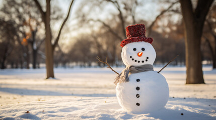 Snowman in the park.