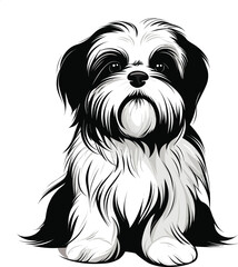 silhouette character shih tzu dog,cute logo.