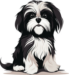 silhouette character shih tzu dog,cute logo.
