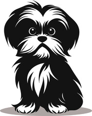 silhouette character shih tzu dog,cute logo.