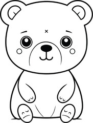Cute cartoon bear isolated on white background. Vector illustration for coloring book.
