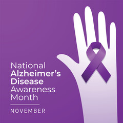 National Alzheimers Disease Awareness Month design template good for celebration usage. purple ribbon design template. alzheimer design template. vector eps 10.