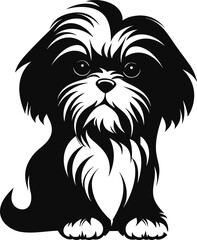 silhouette character shih tzu dog,cute logo.