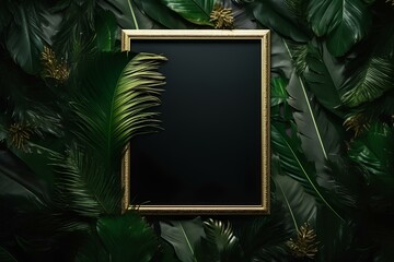 photo frames with blank space for pictures. luxury photo frame with tropical leaves and decent design - obrazy, fototapety, plakaty