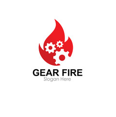 gear fire logo design concept vector illustration