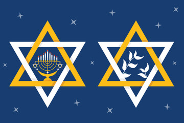 Collection of vector hand drawn flat hanukkah templates