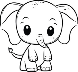 Coloring book for children. cute baby elephant. Vector illustration.