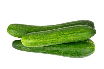 the fresh green cucumbers isolated on the white background