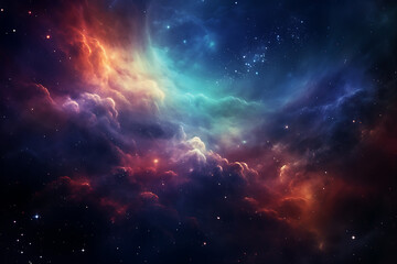 Colorful fantasy galaxy view background, generative ai. - obrazy, fototapety, plakaty
