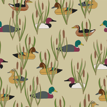 These Vintage Duck Decoys Will Make a Hunter or Outdoors Person Happy Using or Wearing These Seamless Vector Repeat Pattern Design.