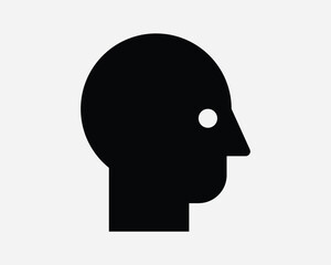 Human Head Shape Icon Silhouette Man Portrait User Member Male Face Avatar Profile Side View Account Black White Line Outline Sign Symbol EPS Vector