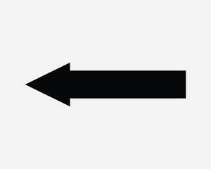 Left Arrow Icon West Side Direction Position Navigation Path Pathway Here Cursor Black White Line Outline Shape Traffic Sign Road Symbol EPS Vector