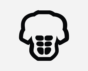 Six Pack Abs Icon Body Muscle Definition Bodybuilding Gym Exercise Workout String Healthy Core Black White Shape Line Outline Sign Symbol EPS Vector