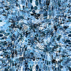 Camouflage seamless pattern with air blue hexagonal endless geometric camo