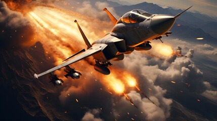 fighter jet plane fireing missile