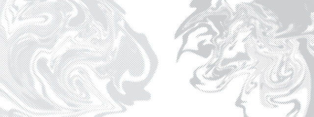 Liquid half tone background, vector wavy pattern psychedelic dot gradient texture, 90s retro banner. Trippy fluid wave simple poster, minimal halftone canvas, twirl dynamic pattern. Liquid background