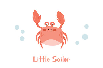 cute baby background with little crab - sailor © ZhumaStudio