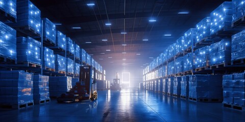 Huge Warehouse Logistic. Industrial Distribution Center Background