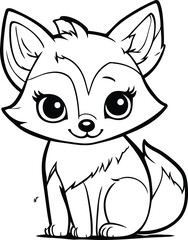 Coloring Page Outline Of Cute Cartoon Fox Animal Coloring Book