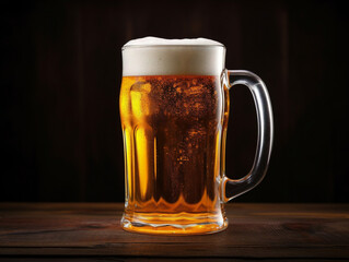 Dark background showcases a stylish, vintage 52-style raw beer mug with a rustic charm.