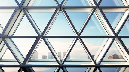 Stunning 3D-rendered geometric corporate building facade with a surreal, infinite window pattern.