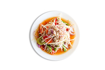 Papaya salad, Thai spicy salad with  mince pork