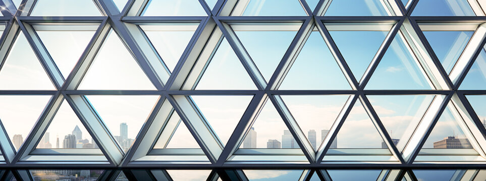 Surreal 3D rendering of an endless geometric corporate building facade symbolizing transparency and teamwork.