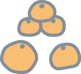 非常にシンプルにデフォルメした蜜柑のカラーイラストセット