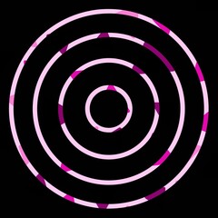 Pink concentric circles design on black background