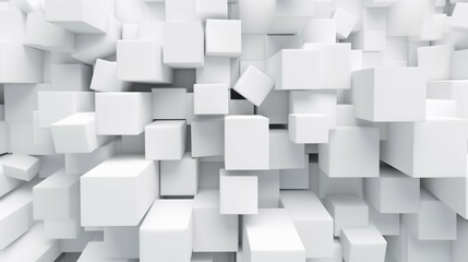Random shifted white cube boxes block background wall.Generative AI