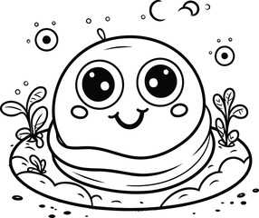 Coloring page for children. Cute cartoon snail. Vector illustration.