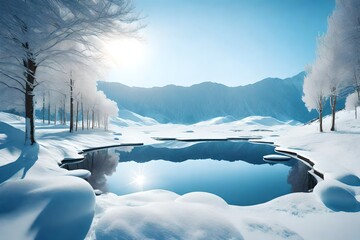 water landscape with snow
