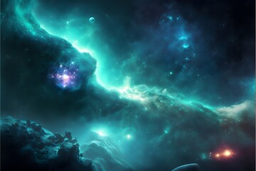 cyan galaxy desktop wallpaper 