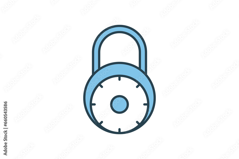 Poster lock icon. icon related to identity. suitable for web site design, app, ui, user interfaces. flat li