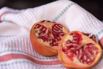 cut half of a pomegranate