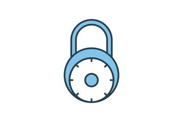 Lock Icon. Icon related to Identity. Suitable for web site design, app, UI, user interfaces. Flat line icon style. Simple vector design editable