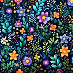 pattern, seamless, flower, wallpaper, floral, vector, design, decoration, texture, spring, nature, illustration, art, leaf, color, summer, colorful, textile, fabric, ornament, flowers, blossom, drawin
