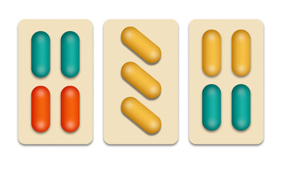color capsules of painkillers in a blister png