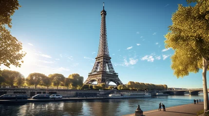 Sierkussen Eiffel tower in paris city at sunny day © Daisha