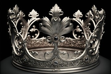 a princess crown sitting on a dais royalty silver tones  - obrazy, fototapety, plakaty