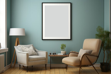 Pièce de vie avec une maquette pour poster